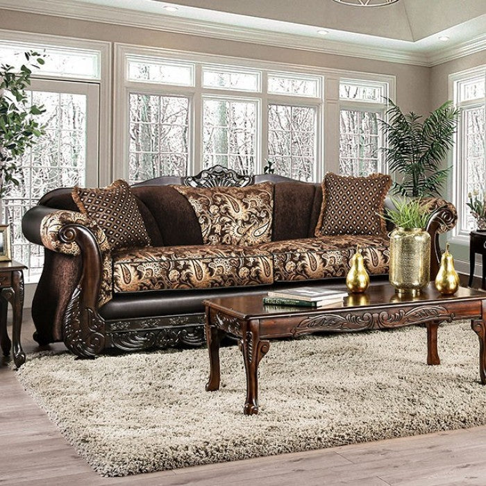 Furniture of America Harenton Traditional Chenille Sofa IDF-6427-SF