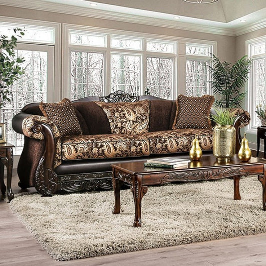 Furniture of America Harenton Traditional Chenille Sofa IDF-6427-SF