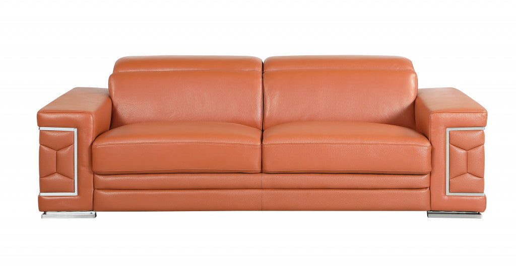 Homeroots 89" Sturdy Leather Sofa