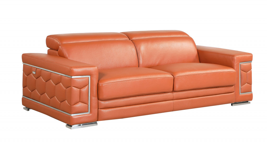 Homeroots 89" Sturdy Leather Sofa