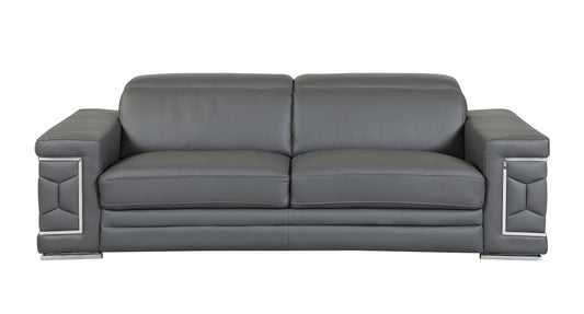 Homeroots 89" Sturdy Leather Sofa