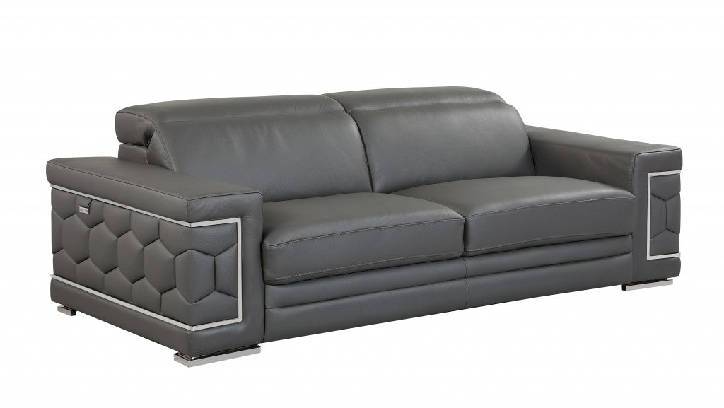 Homeroots 89" Sturdy Leather Sofa