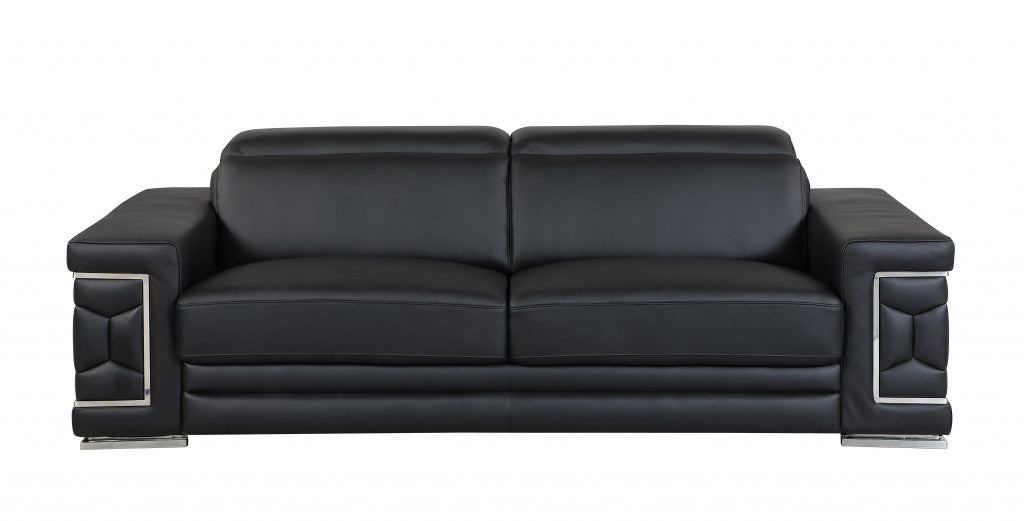 Homeroots 89" Sturdy Leather Sofa