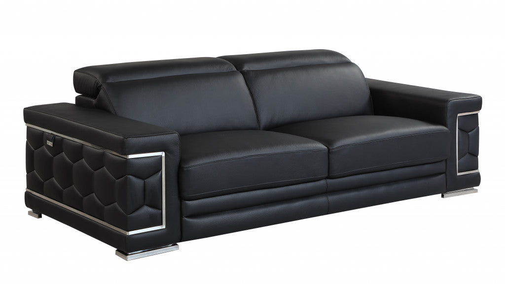 Homeroots 89" Sturdy Leather Sofa