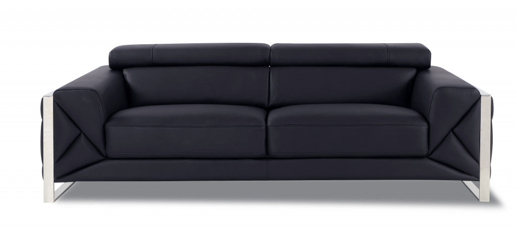 Homeroots 89" Genuine Leather Standard Sofa