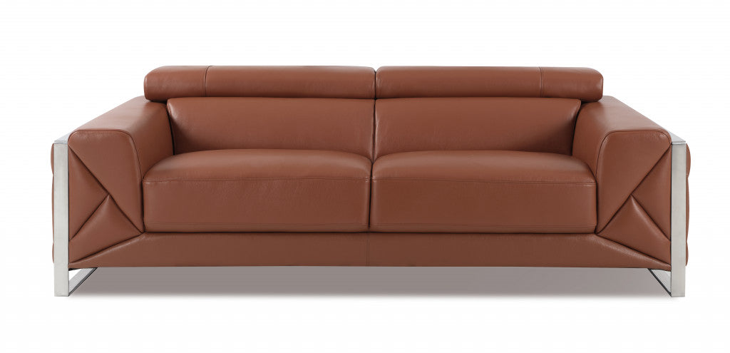 Homeroots 89" Genuine Leather Standard Sofa