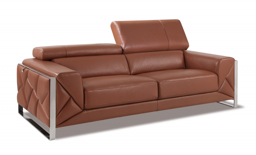 Homeroots 89" Genuine Leather Standard Sofa