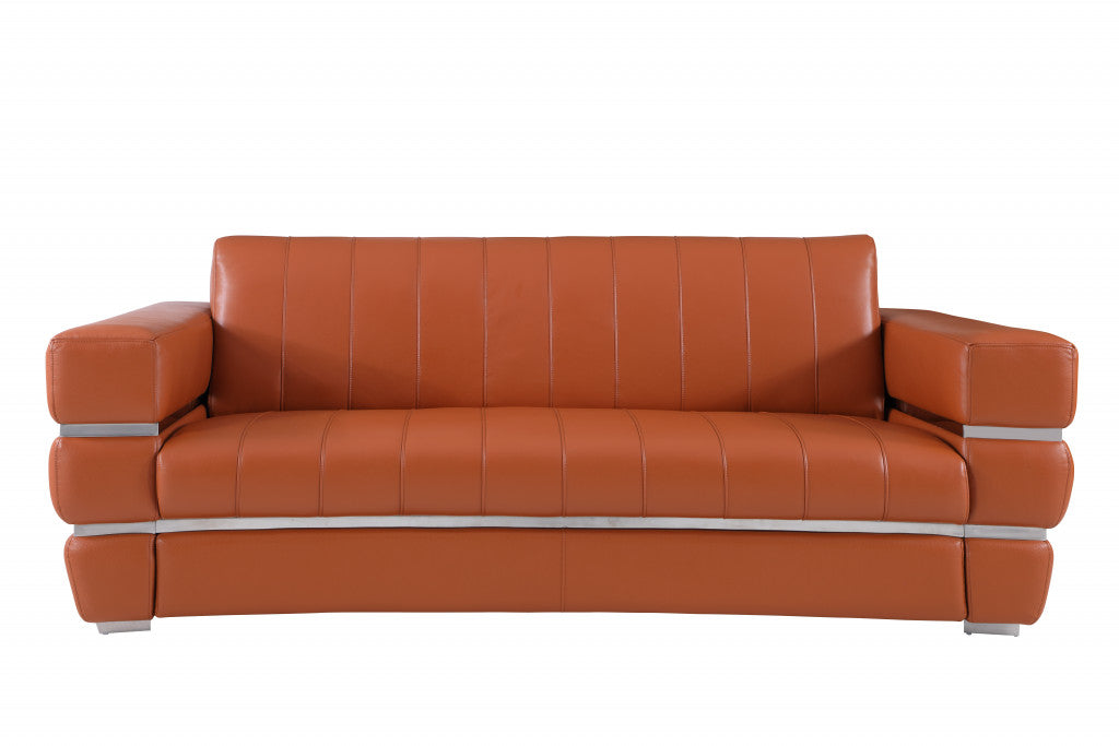 Homeroots 89" Genuine Leather Standard Sofa