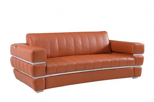 Homeroots 89" Genuine Leather Standard Sofa