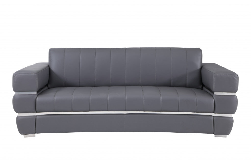 Homeroots 89" Genuine Leather Standard Sofa