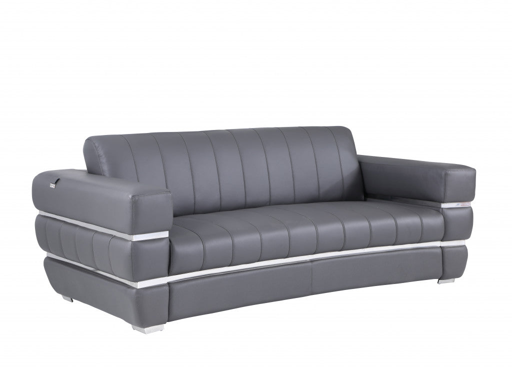 Homeroots 89" Genuine Leather Standard Sofa