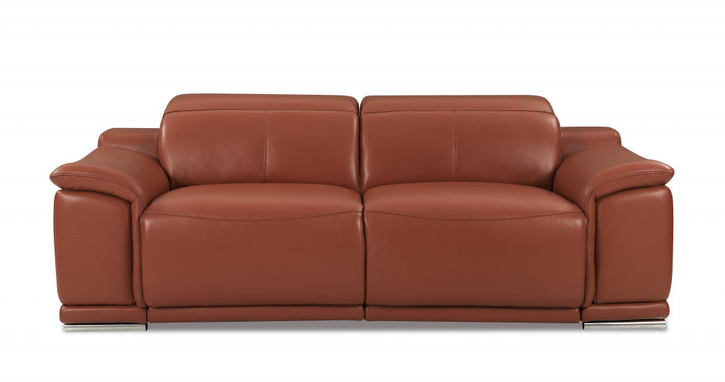 Homeroots 86" Genuine Leather Reclining Sofa