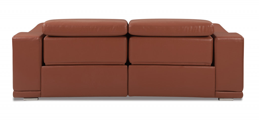 Homeroots 86" Genuine Leather Reclining Sofa