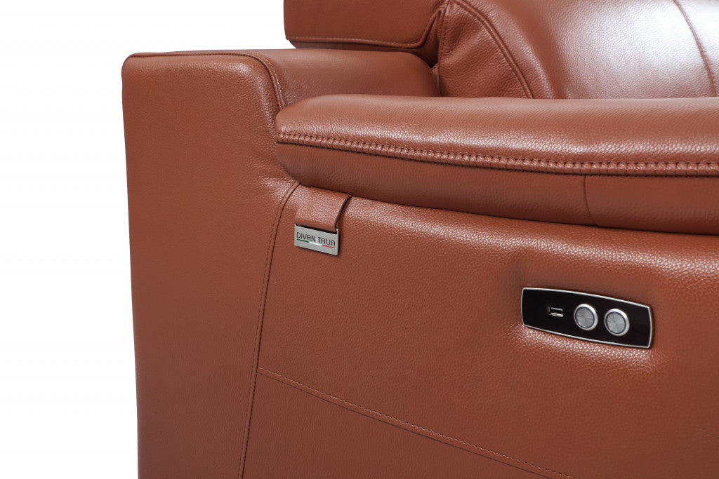 Homeroots 86" Genuine Leather Reclining Sofa