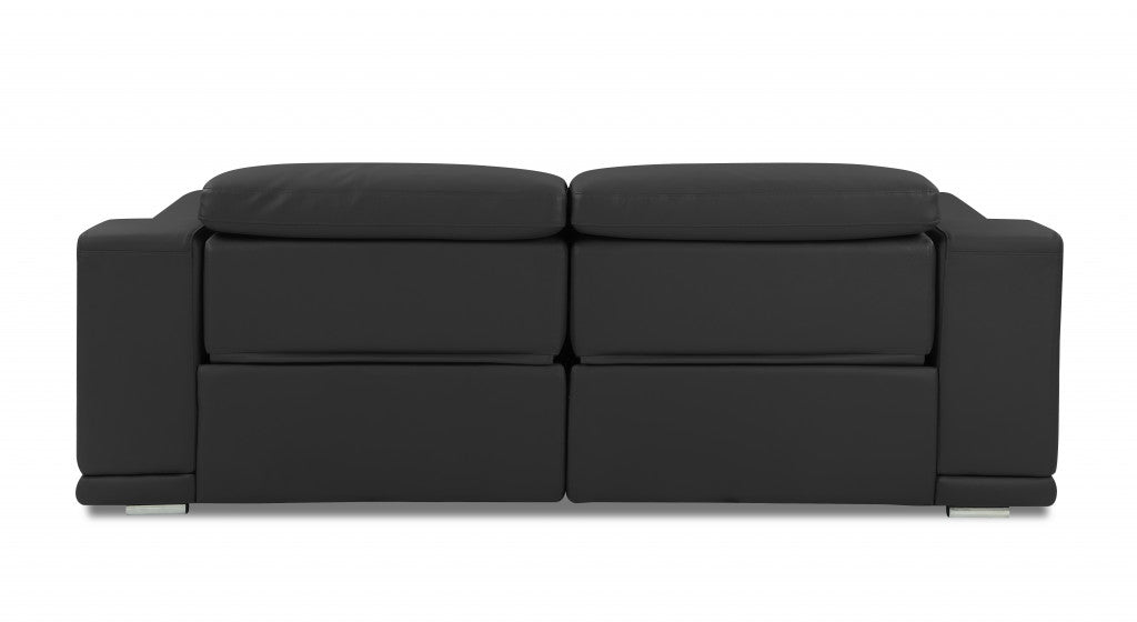 Homeroots 86" Genuine Leather Reclining Sofa