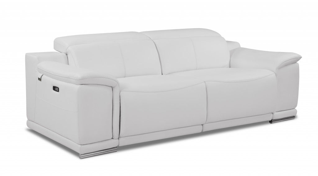 Homeroots 86" Genuine Leather Reclining Sofa