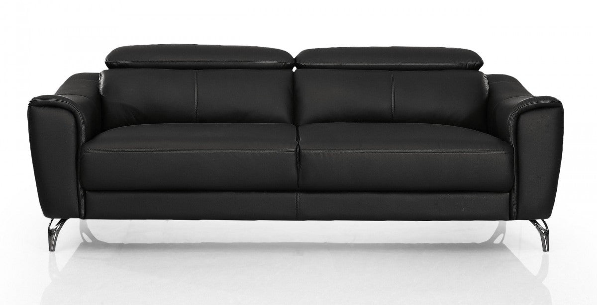 Homeroots Urban 80" Leather Adjustable Headrest Sofa