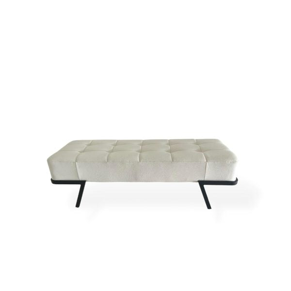 Whiteline Shadi Bench Faux Leather with Black Sanded Coated Steel Legs