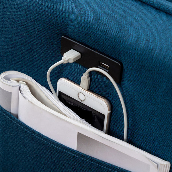 Benzara Ranon 70 Inch Sectional Chaise Sofa, Pillows, USB Ports, Side Pockets