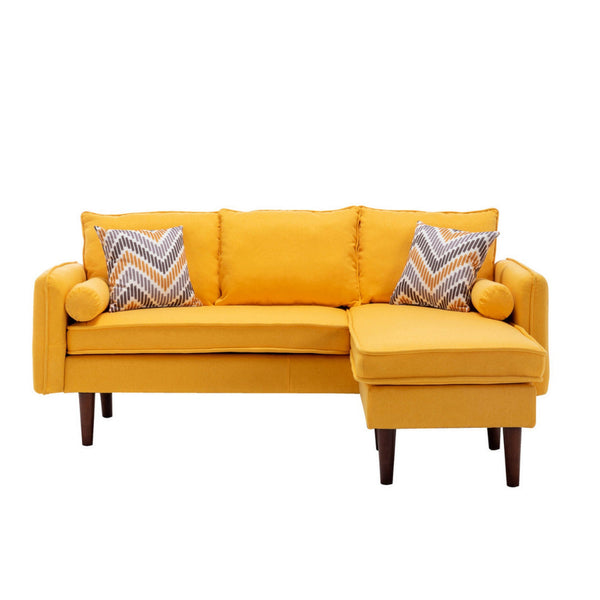 Benzara Ranon 70 Inch Sectional Chaise Sofa, Pillows, USB Ports, Side Pockets
