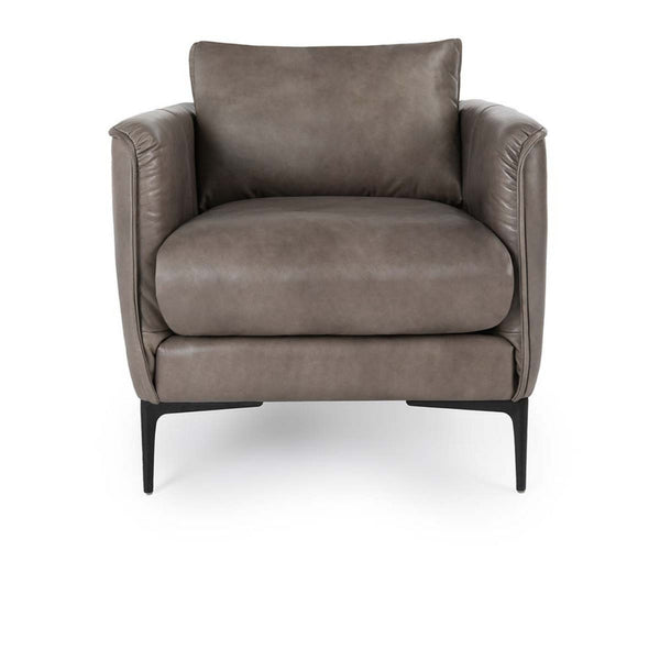 Benzara Lofi 33 Inch Club Accent Chair, Buffalo Leather, Cushioned