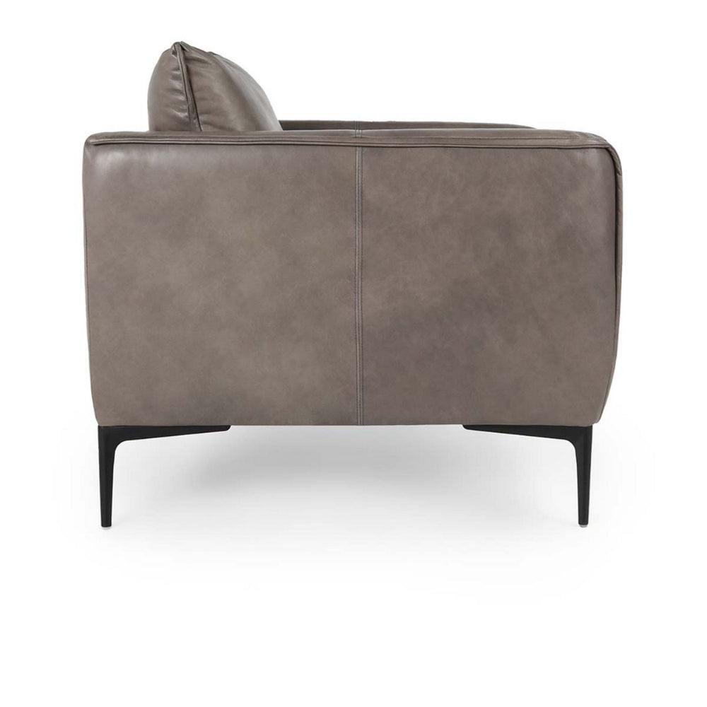 Benzara Lofi 33 Inch Club Accent Chair, Buffalo Leather, Cushioned