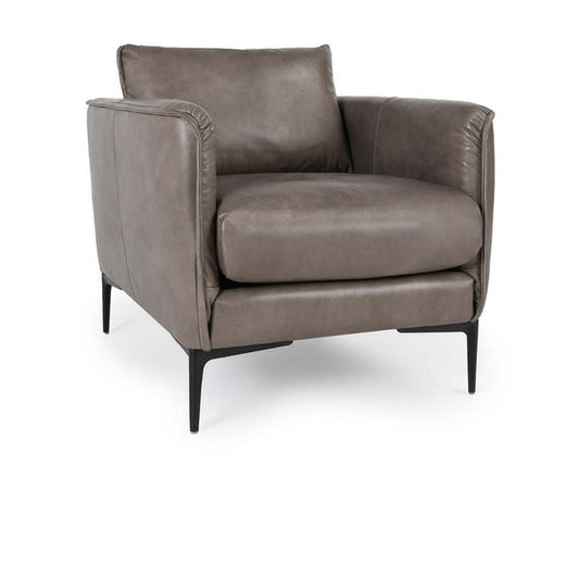 Benzara Lofi 33 Inch Club Accent Chair, Buffalo Leather, Cushioned