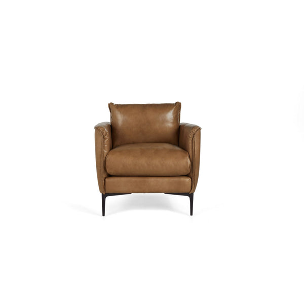 Benzara Lofi 33 Inch Club Accent Chair, Buffalo Leather, Cushioned