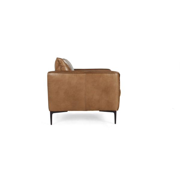 Benzara Lofi 33 Inch Club Accent Chair, Buffalo Leather, Cushioned
