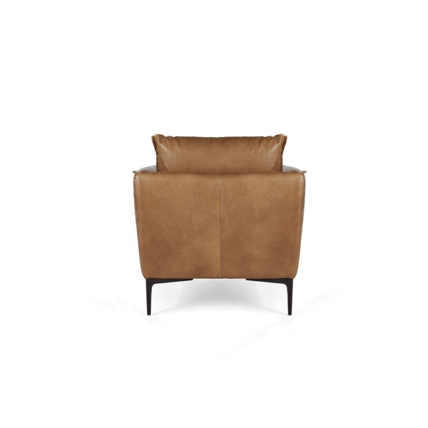Benzara Lofi 33 Inch Club Accent Chair, Buffalo Leather, Cushioned