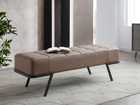 Whiteline Shadi Bench Faux Leather with Black Sanded Coated Steel Legs