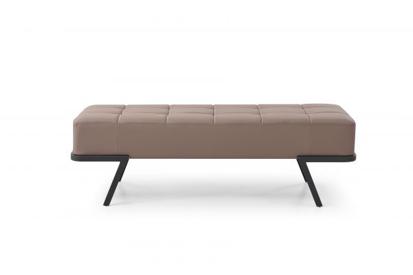 Whiteline Shadi Bench Faux Leather with Black Sanded Coated Steel Legs