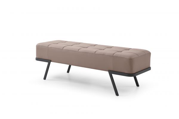 Whiteline Shadi Bench Faux Leather with Black Sanded Coated Steel Legs