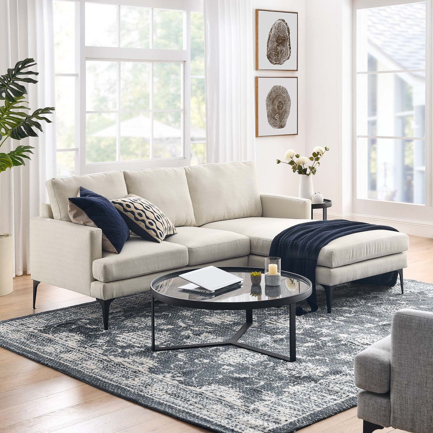 Modway Evermore Right-Facing Upholstered Fabric Sectional Sofa