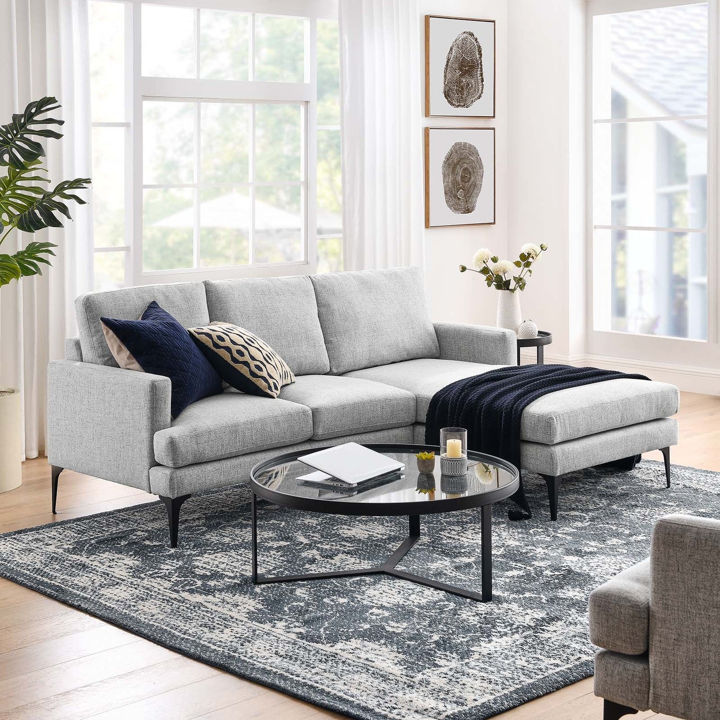 Modway Evermore Right-Facing Upholstered Fabric Sectional Sofa