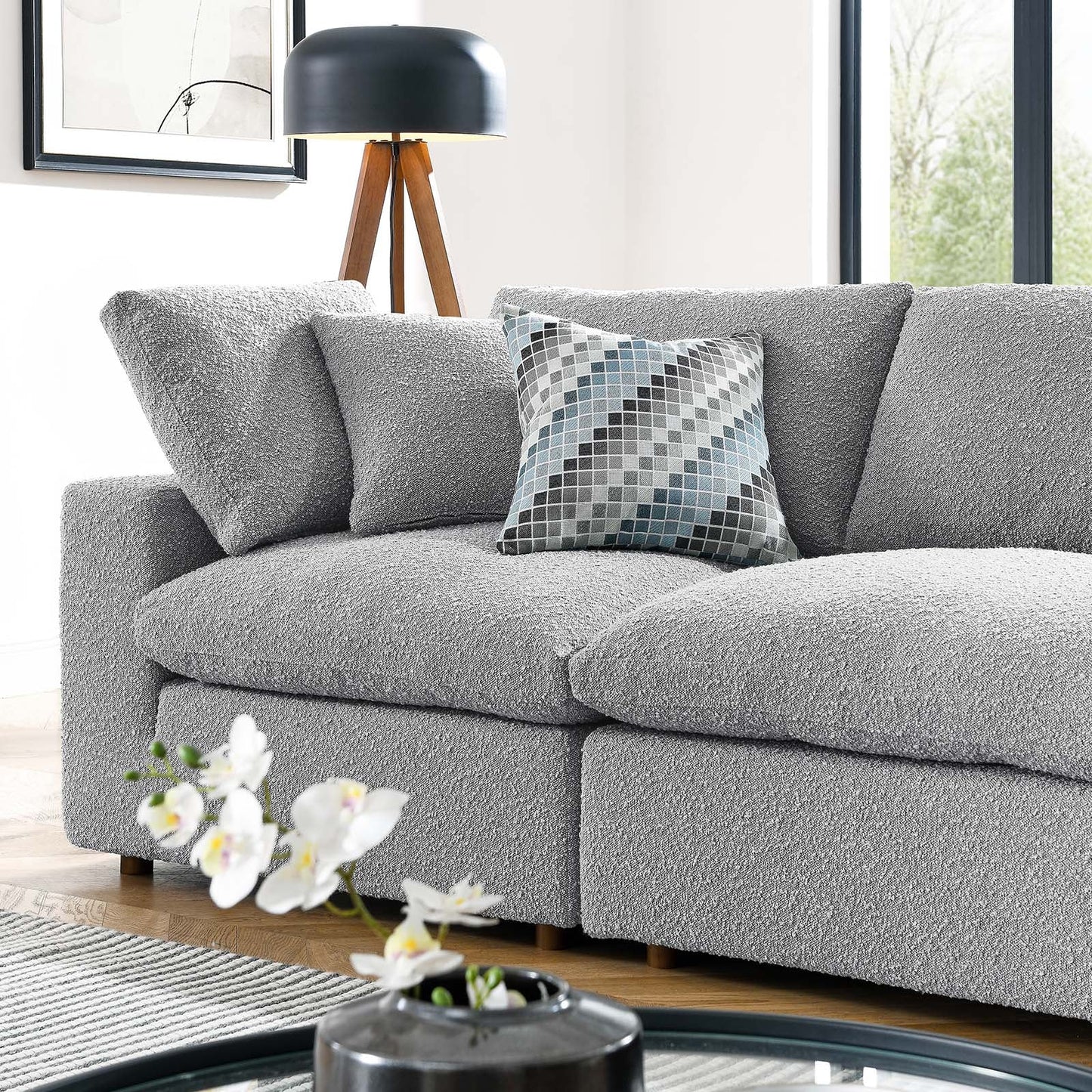 Modway Commix Down Filled Overstuffed Boucle Fabric 4-Seater Sofa