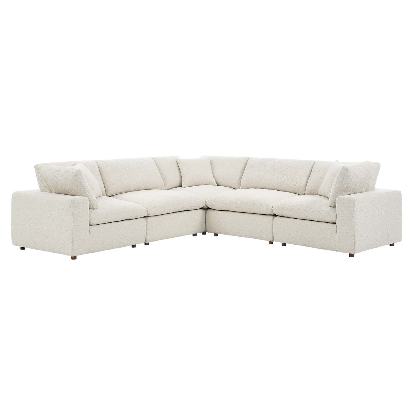 Modway Commix Down Filled Overstuffed Boucle 5-Piece Sectional Sofa