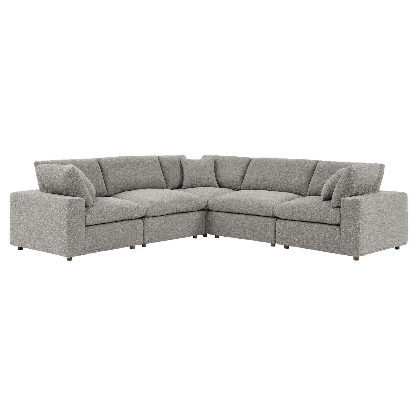 Modway Commix Down Filled Overstuffed Boucle 5-Piece Sectional Sofa