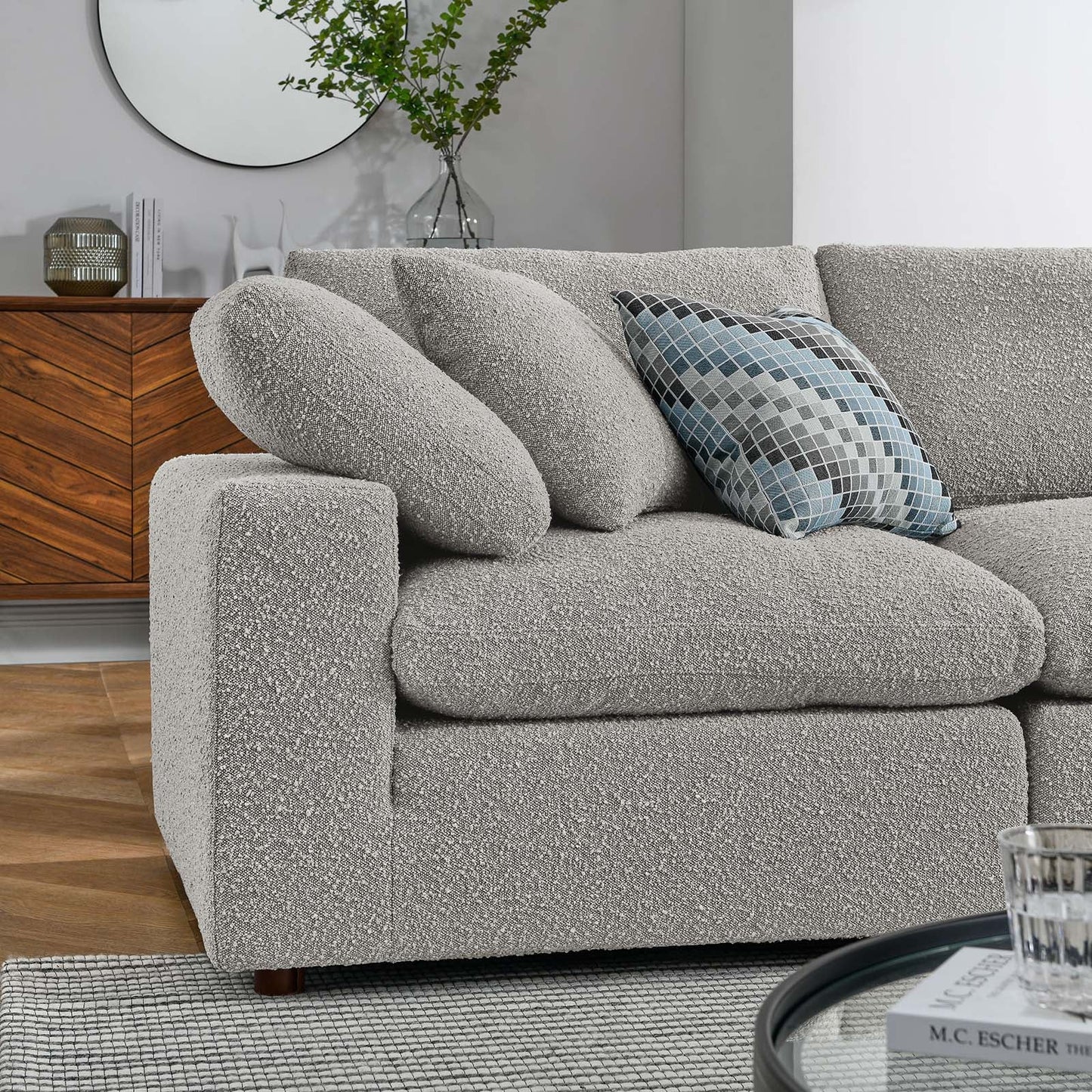 Modway Commix Down Filled Overstuffed Boucle 5-Piece Sectional Sofa