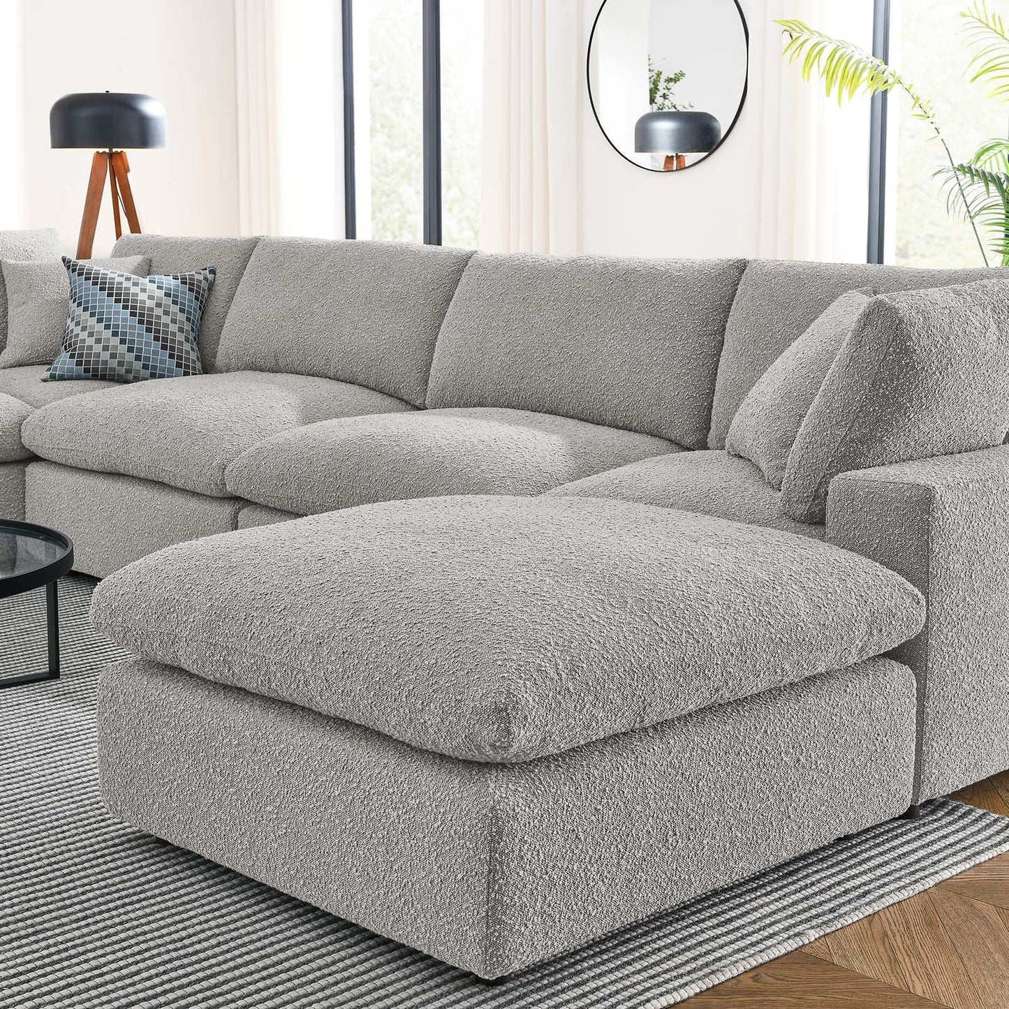 Modway Commix Down Filled Overstuffed Boucle 7-Piece Sectional Sofa