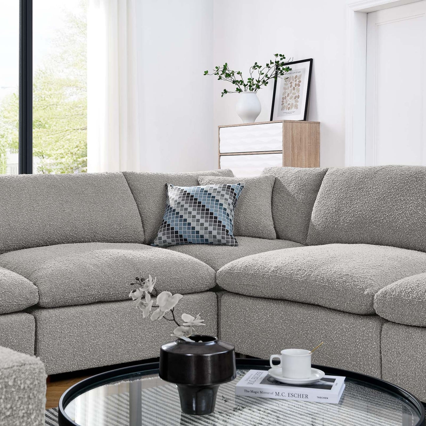 Modway Commix Down Filled Overstuffed Boucle Fabric 8-Piece Sectional Sofa