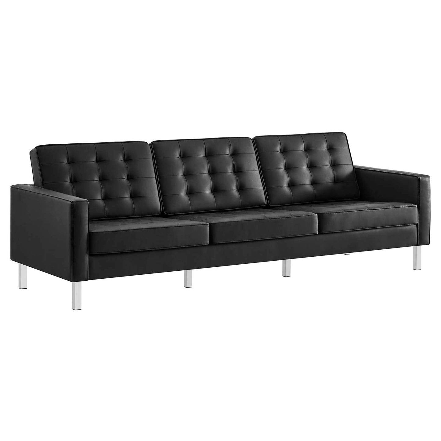 Modway Loft Tufted Vegan Leather Sofa and Ottoman Set