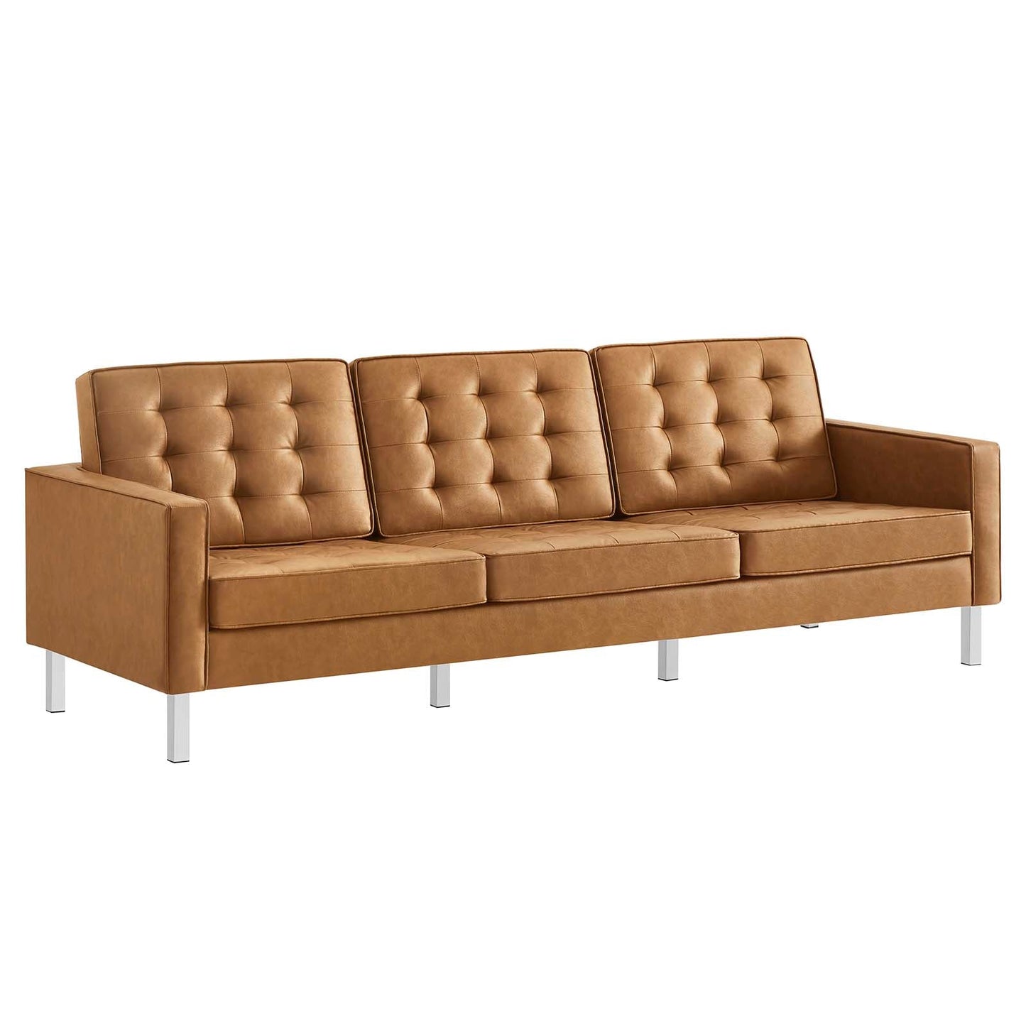 Modway Loft Tufted Vegan Leather Sofa and Ottoman Set