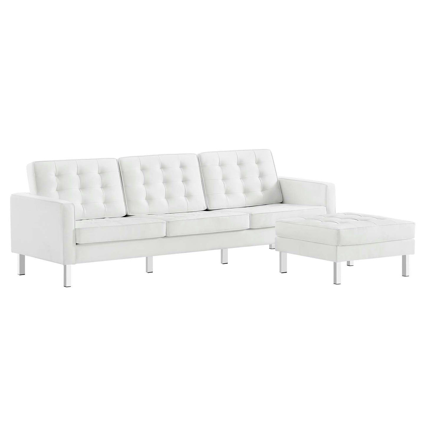 Modway Loft Tufted Vegan Leather Sofa and Ottoman Set