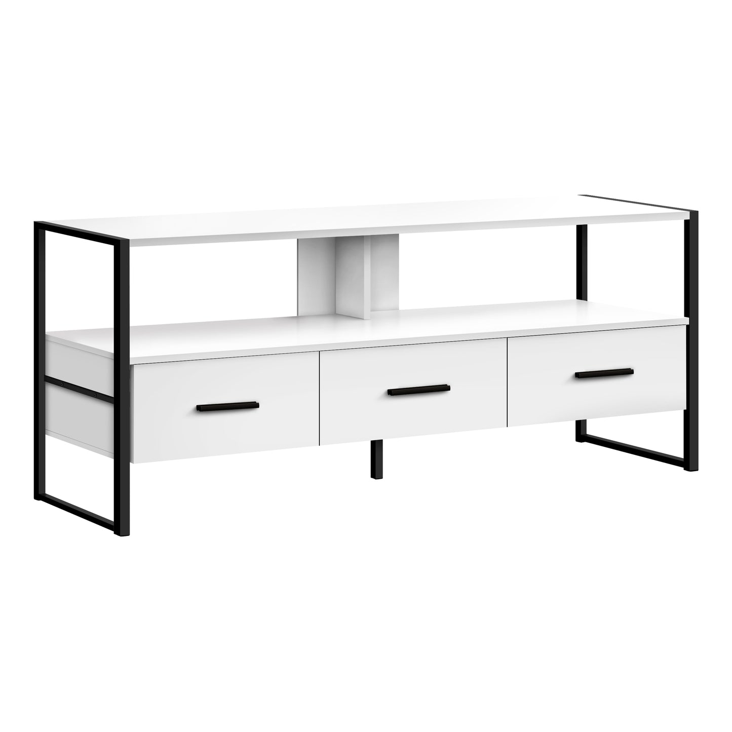 Monarch Specialties Tv Stand, 48 Inch, Console, Media Entertainment Center, Black Metal, Contemporary, Modern