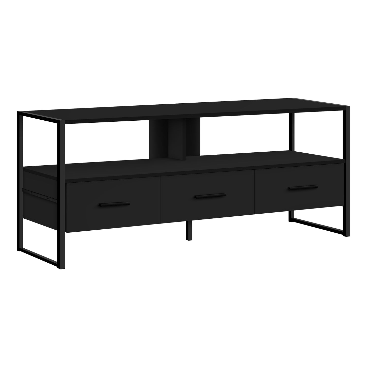 Monarch Specialties Tv Stand, 48 Inch, Console, Media Entertainment Center, Black Metal, Contemporary, Modern