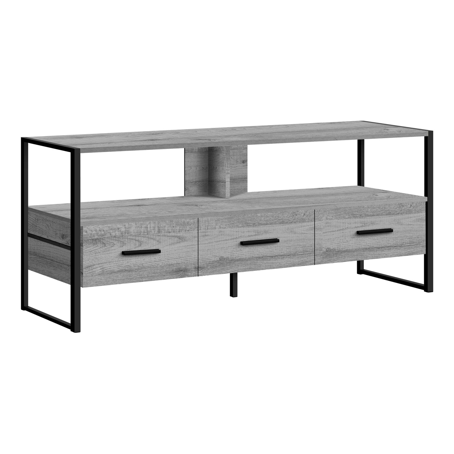 Monarch Specialties Tv Stand, 48 Inch, Console, Media Entertainment Center, Black Metal, Contemporary, Modern