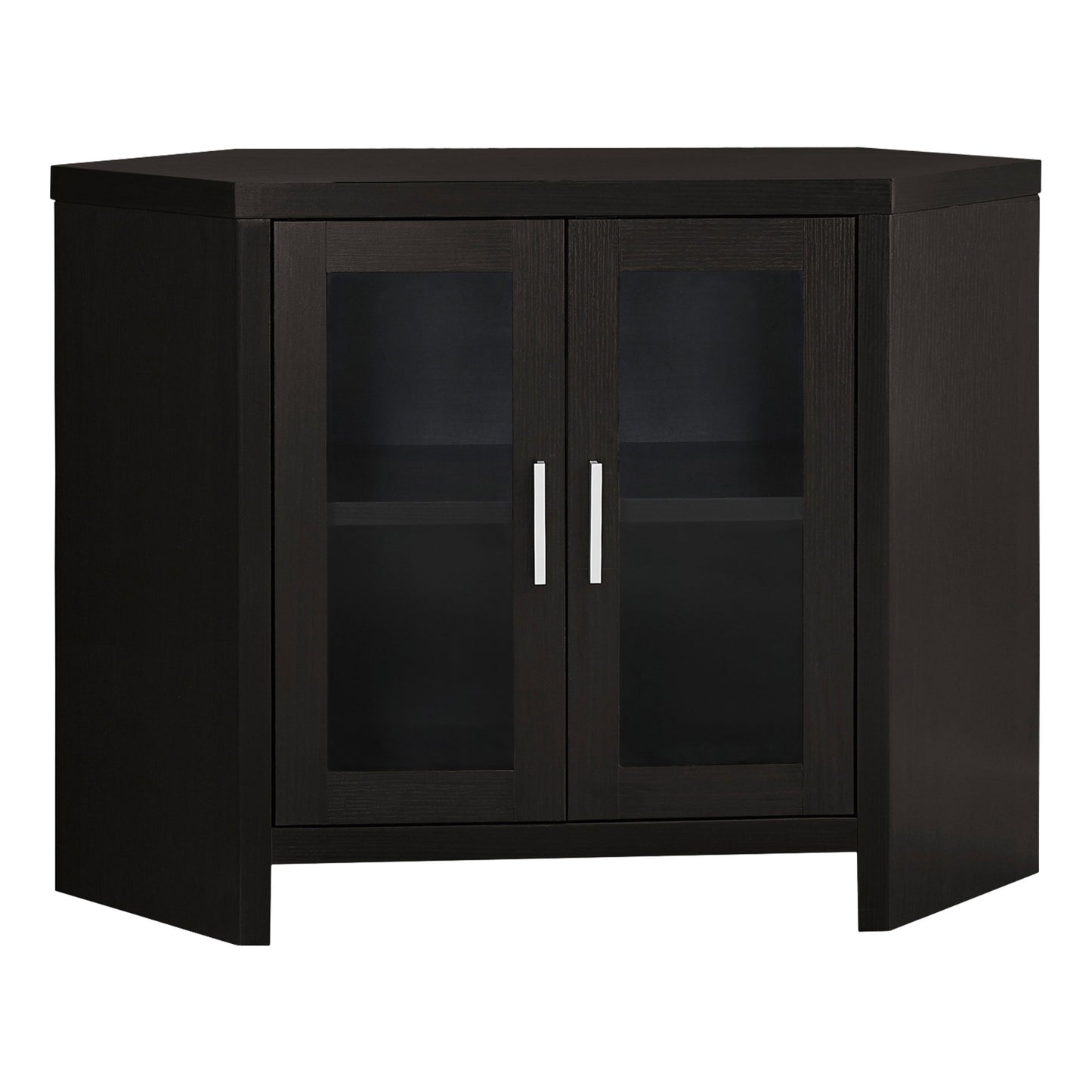 Monarch Specialties Tv Stand, 42 Inch, Media Entertainment Center, Storage Cabinet, Tempered Glass, Contemporary, Modern