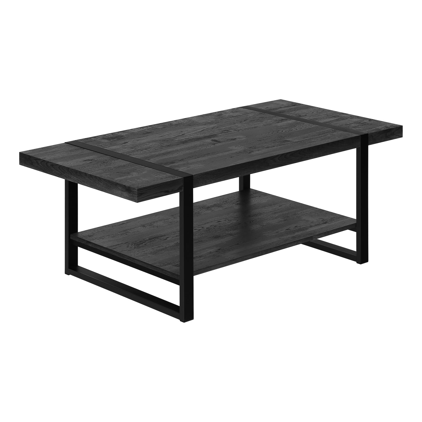 Monarch Specialties Coffee Table, Accent, Rectangular, 48"L, Black Metal, Contemporary, Modern