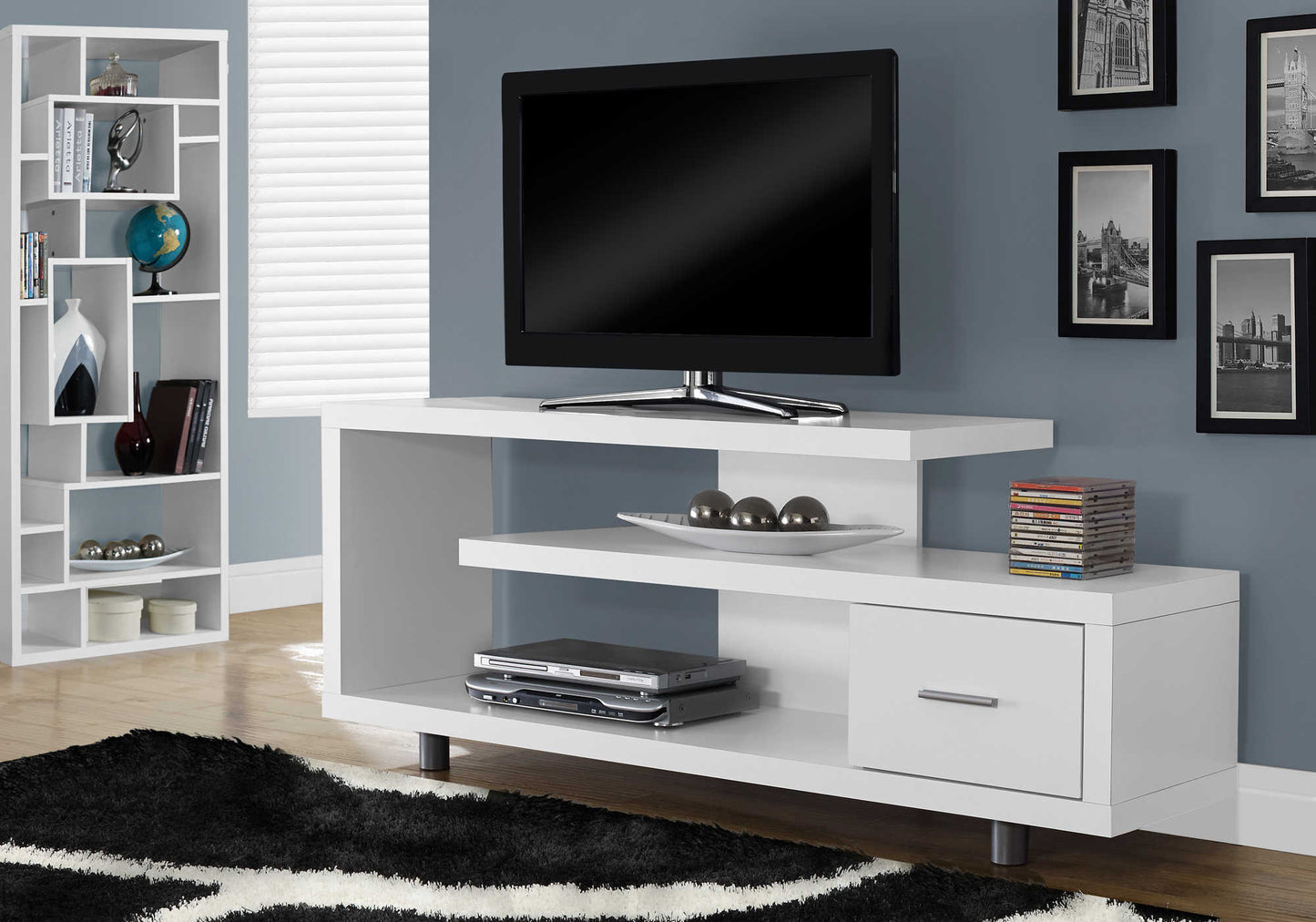 Monarch Specialties Tv Stand, 60 Inch, Media Entertainment Center, Contemporary, Modern